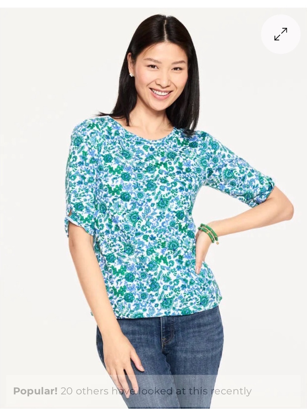 Talbots Elbow Sleeve Knot Top - Jumping Jacobean size xl